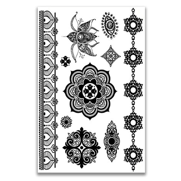 Black lace waterproof tattoo stickers