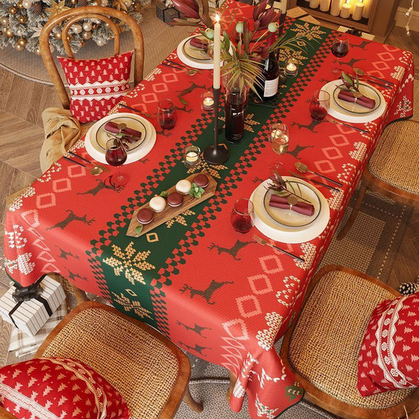 Christmas Red Tablecloth Festive Coffee Table Rectangular