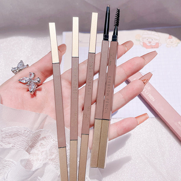 Super Fine Double Head Eyebrow Pencil Automatic Rotation Sketch Waterproof And Non Smudging