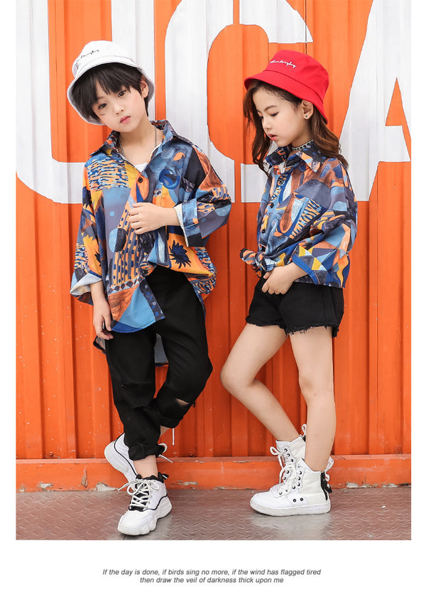 Children Loose Floral Shirt For Dance Clothes