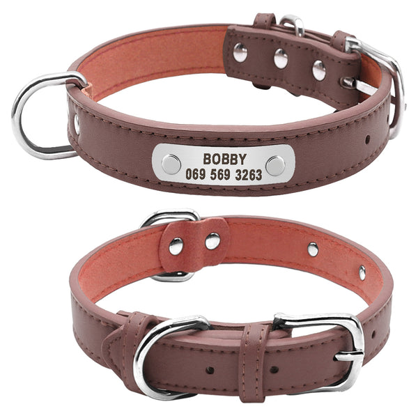 Grote Duurzaam Gepersonaliseerde Halsband PU Leer Gevoerde Pet ID Halsbanden Aangepast voor Kleine Medium Grote Honden Kat 4 Size