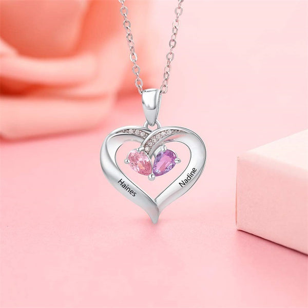 Gemstone necklace female heart-shaped couple custom lettering pendant gift