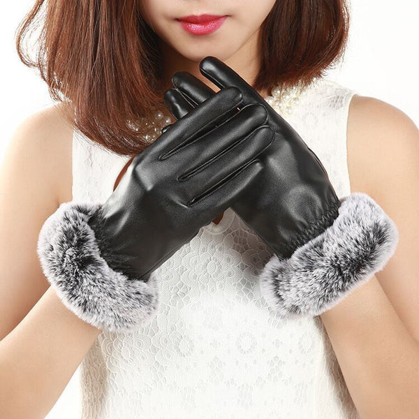 Ladies Plus Velvet Thick Warmth Touch Screen Gloves