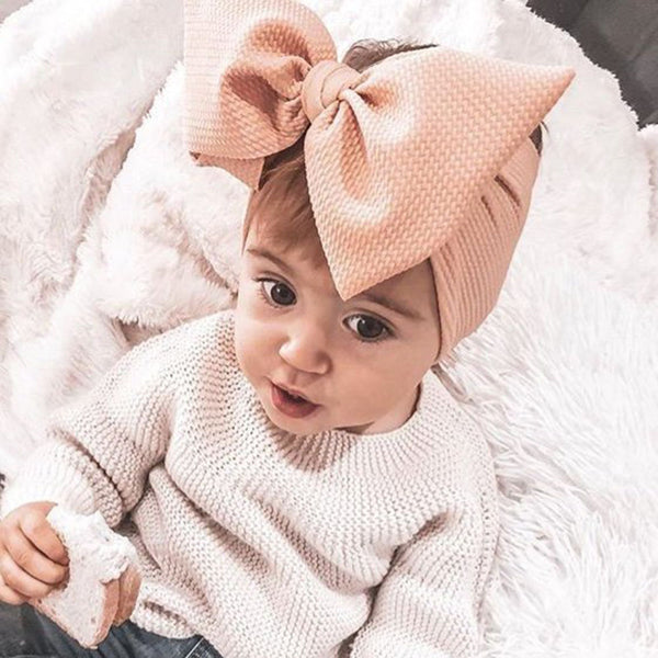 Pure Color Bowknot Seersucker Baby Headwear