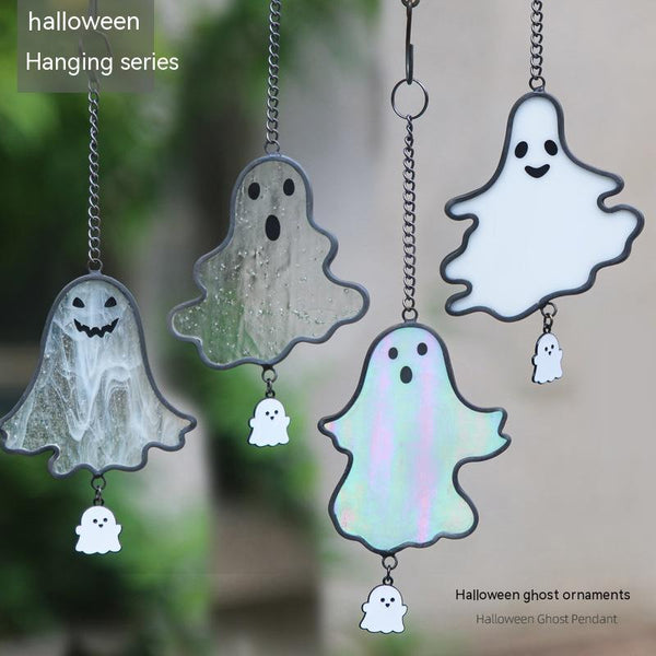 Ghost Ornament Accessories Halloween Decoration Color Glass Pendant Wind Chimes