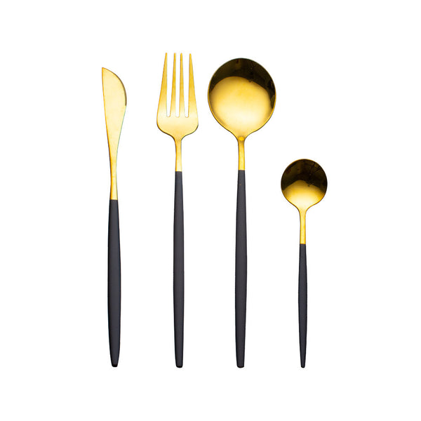 Cutlery Cutlery Set Gold Baked Lacquer Cutlery And Spoon Four-piece Set