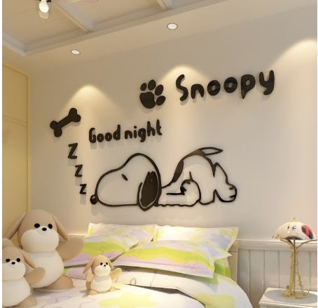 Children's room acrylic 3d wall stickers bedroom cartoon stickers cute bed self-adhesive paper wall decoration