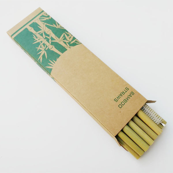 12Pcs/Set Reusable Green Bamboo Straw