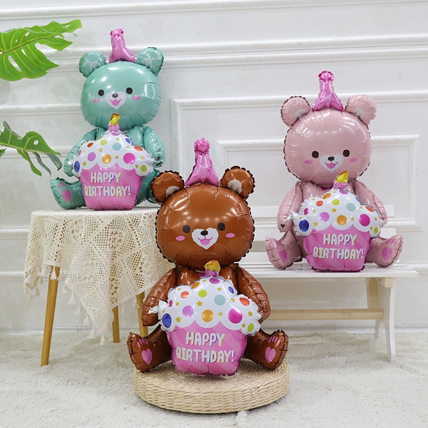 Cute Cake Bear Aluminum Film Balloon