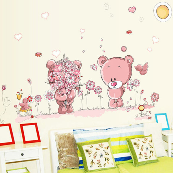 Children's Room Bedroom Cartoon Cute Bear Removable Wall Stickers