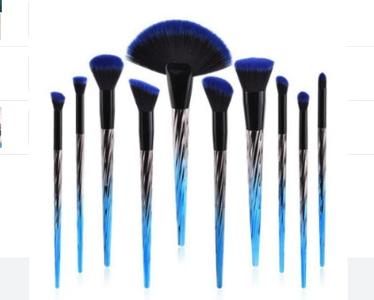 A 10pcs Pro Makeup Brush Set -  Blue Color Family