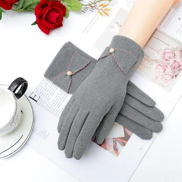 Deerskin Velvet Velvet Gloves Autumn And Winter Warm Essential Gloves Women's Riding Gloves