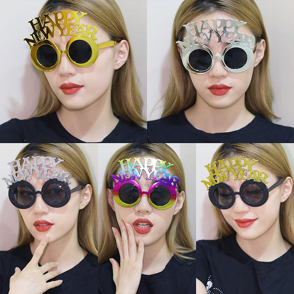 Creative 2024 Happy New Year Party Glasses Supplies Photo Props Holiday Dance Dress Up Funny Glasses