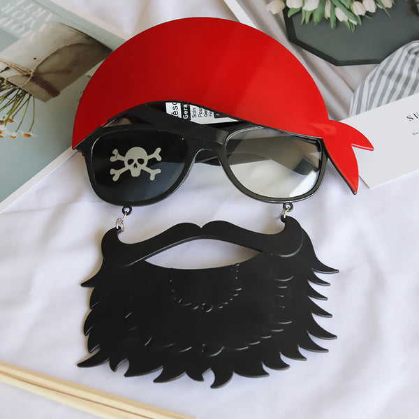 Halloween Glasses Beard Ball Party Funny Props Skull Pirate Navy Ghost Festival Dance Party Decoration