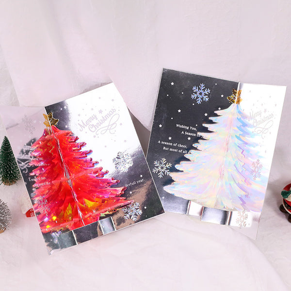 Christmas Glittering Dreamy Three-dimensional Greeting Card Christmas Tree To Send Blessings Across Borders