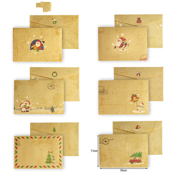 Gift Envelope Stationery Set With Souvenir Kraft Paper Retro Christmas Stationery