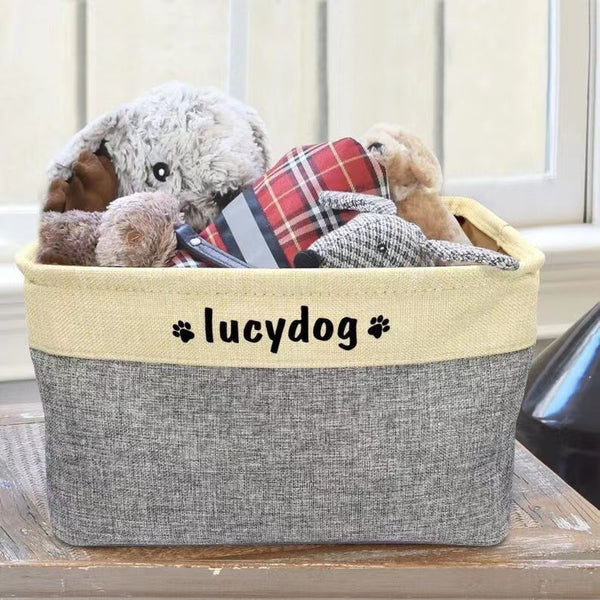 Personalized Pet Dog Toy Storage Basket Dog Canvas Bag Fold