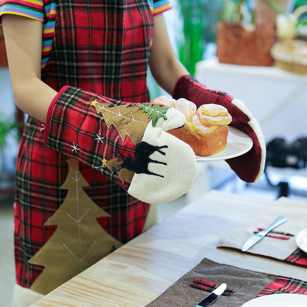 Christmas flower plaid gloves