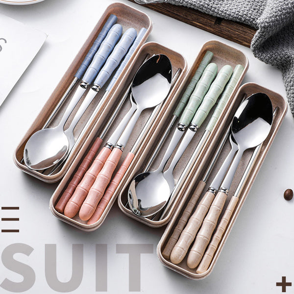 Wheat Straw Stainless Steel Portable Cutlery Set