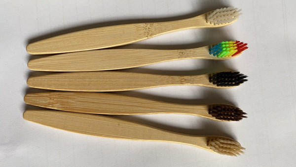 Doll head flat bamboo toothbrush