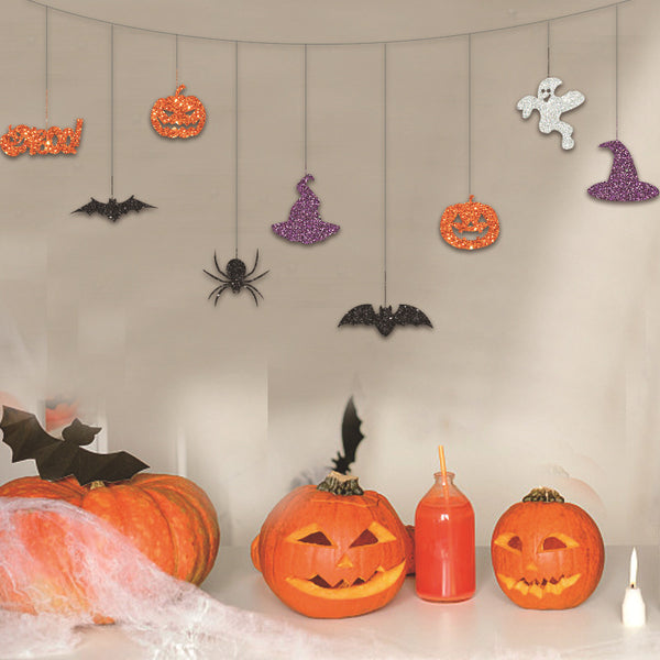 Halloween Theme Party Decoration Pumpkin Bat Scene Layout Hanging String