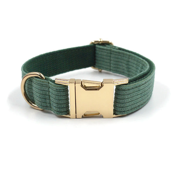 Duck Poop Green Corduroy Dog Collar