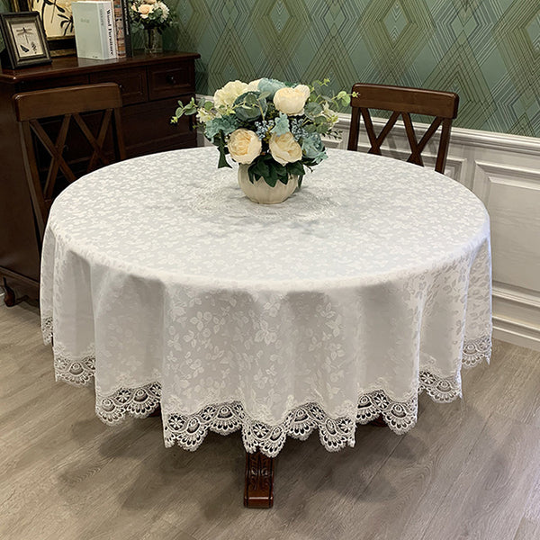 Lace Round European-style Table Cloth Simple Solid Color Household