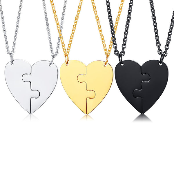 Titanium Steel Heart-Shaped Friendship Pendant Two-Piece Jewelry