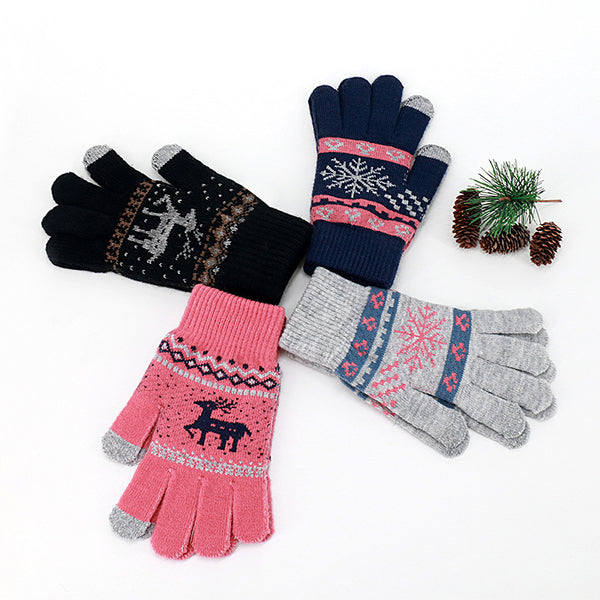 Christmas Patterned Jacquard Knitted Gloves