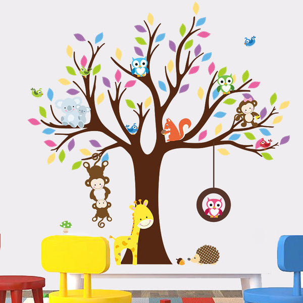 Cartoon Children's Room Kindergarten Decoration Owl Branches 3d Stereo Wall Stickers Stickers Murals