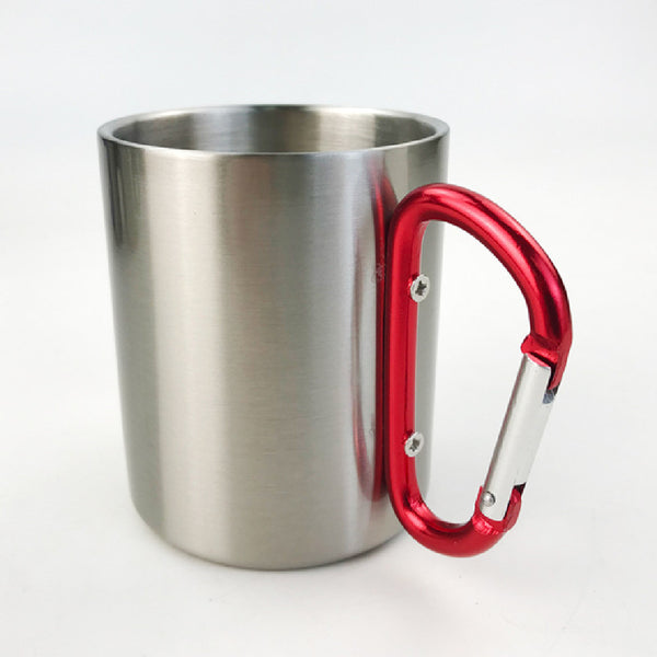 Heat Transfer Mug Stainless Steel Mountaineering Buckle Drinking Mug Double Layer Anti Hot