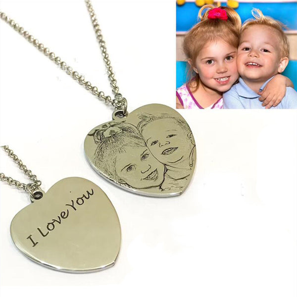 Pet Engraved Photo Picture Necklace Cat Dog Memorial