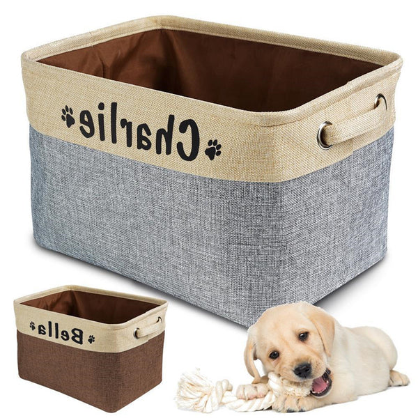 Personalized Pet Dog Toy Storage Basket Dog Canvas Bag Fold