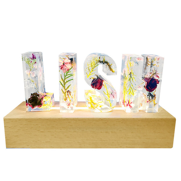 Dried Flower English Alphabet Night Light Base Table