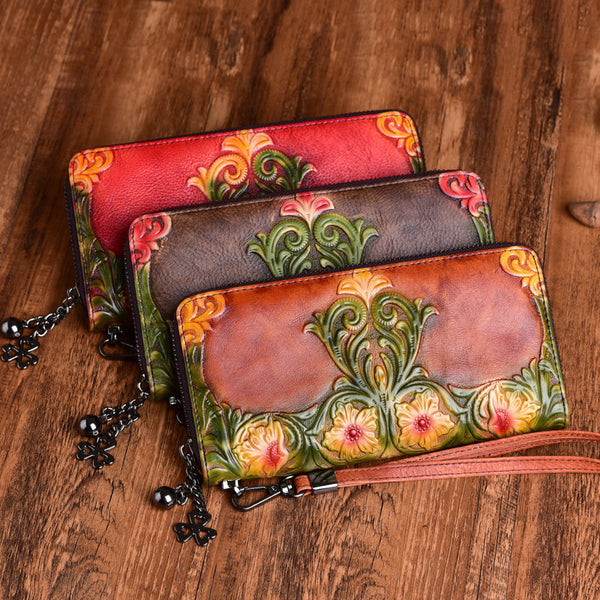 Vintage embossed leather wallet