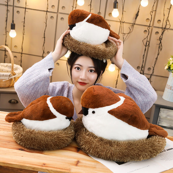 Simulation sparrow baby plush toy