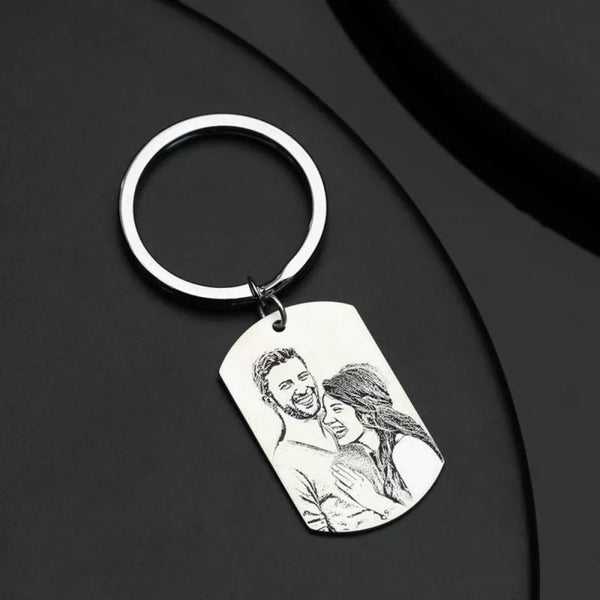 S925 Sterling Silver Keychain Personalized Photo Pattern Pendant