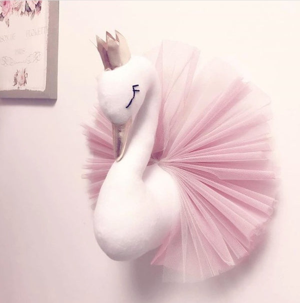 Crown swan animal head wall hanging