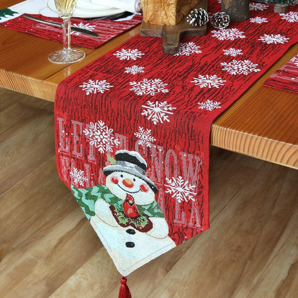 Embroidered Family Tablecloth Snowman Dining Table