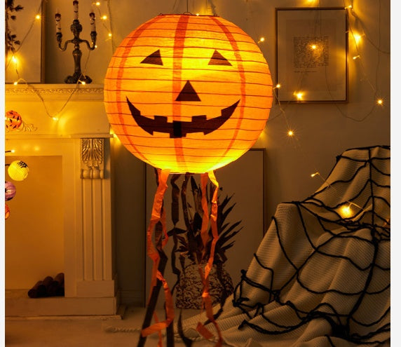 Halloween Glowing Paper  String Props Decoration Shopping Mall Layout Pumpkin Lantern