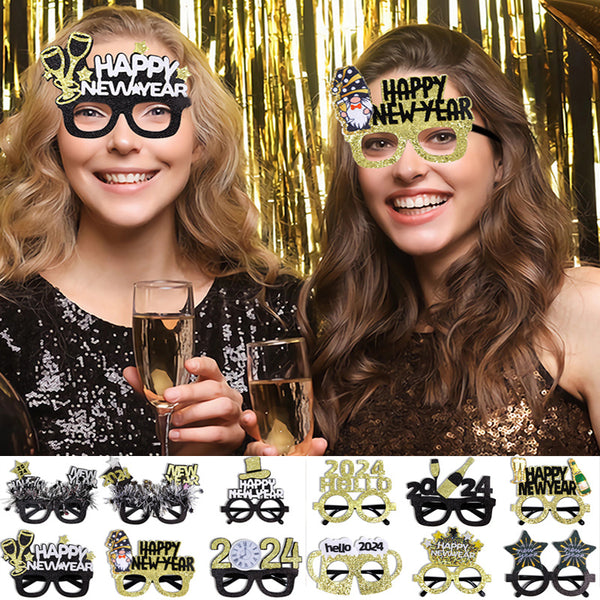 2024 New Year Party Funny Holiday Decorative Glasses Photo Props Glasses Frame