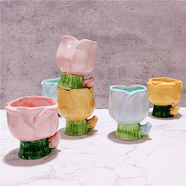 Minimalist Household Ceramic Tulip Cups