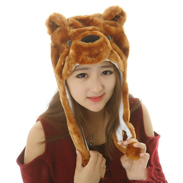 Cartoon Animal Hat Short Brown Bear Animal Hat Christmas Gift Headdress