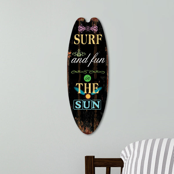 Retro Surfboard Shape Wooden Sign Bar Home Decoration