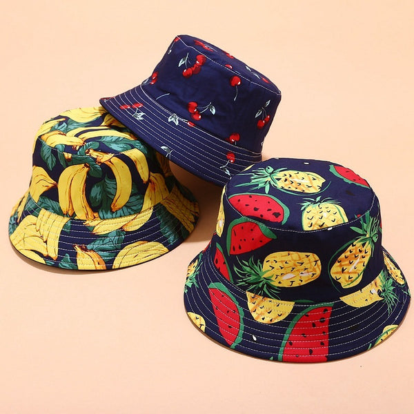 Tropical printed fruit sun hat for outdoor sports