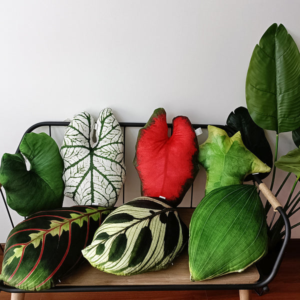 Tropical Plant Leaves Pillow