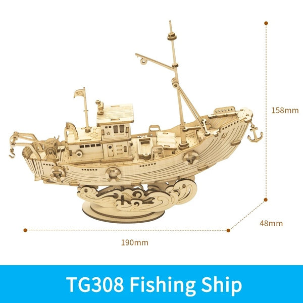 Robotime Boat & Ship Model 3D Wooden Puzzle Games Toys Assembly Kit For Children Kids Girls Birthday Christmas Gift