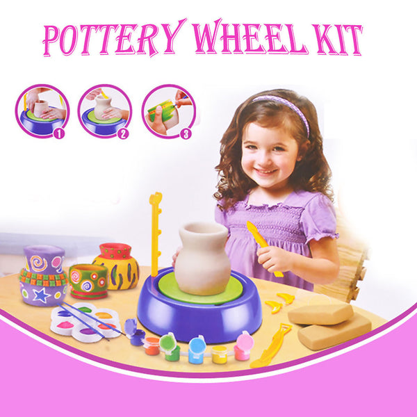 Bginners Pottery Wheel Kit Craft Toys For Kids With Paints And Tools Diy Toy Clay Pots Making Pottery Wheel Set For Kids Gifts