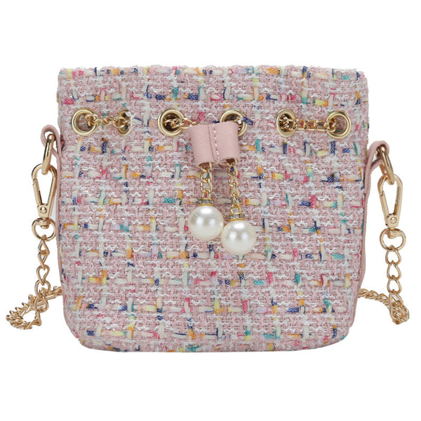 Newest Hot Kids Girls Lovely Pearl Plush Shoulder Bag Crossbody Messenger