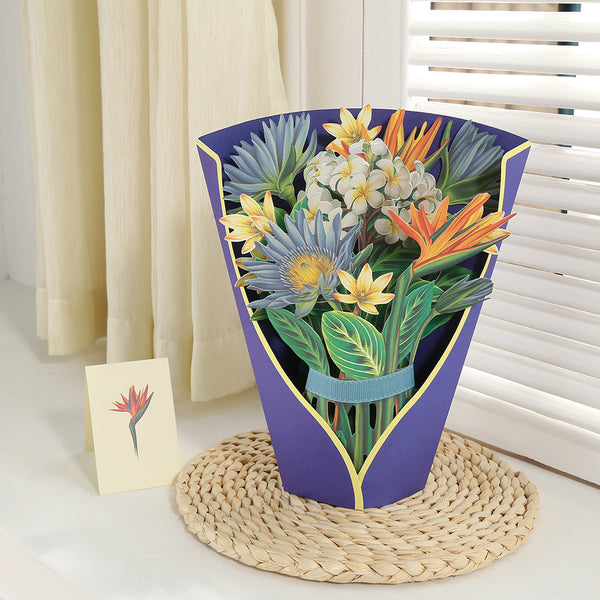 Paper Greeting Card With Flowers In Hand